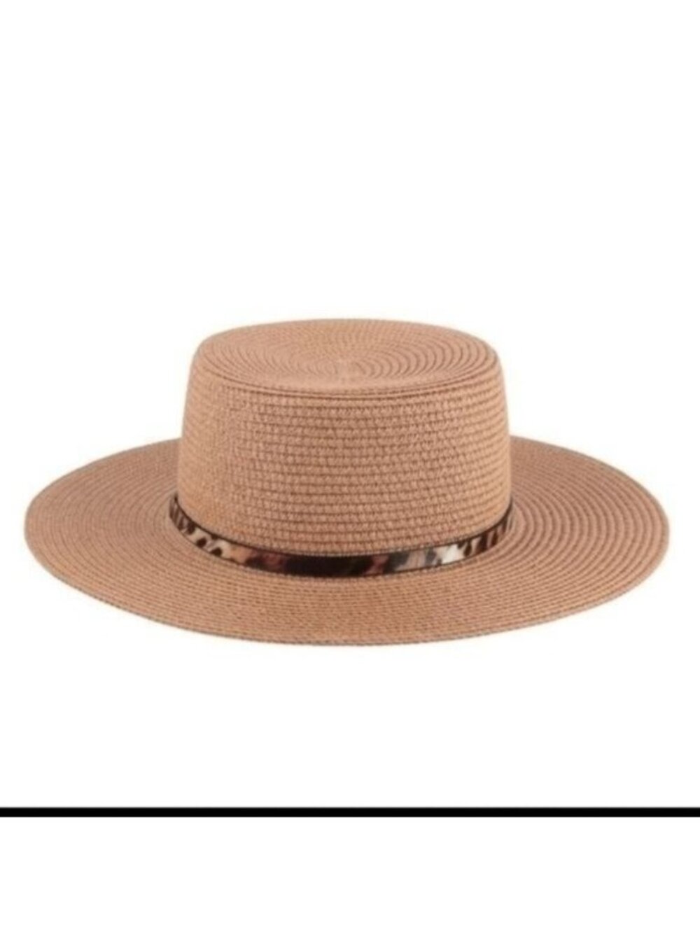 PANAMA BRIM HAT W/ LEOPARD STRAP-NEW-WOVEN.